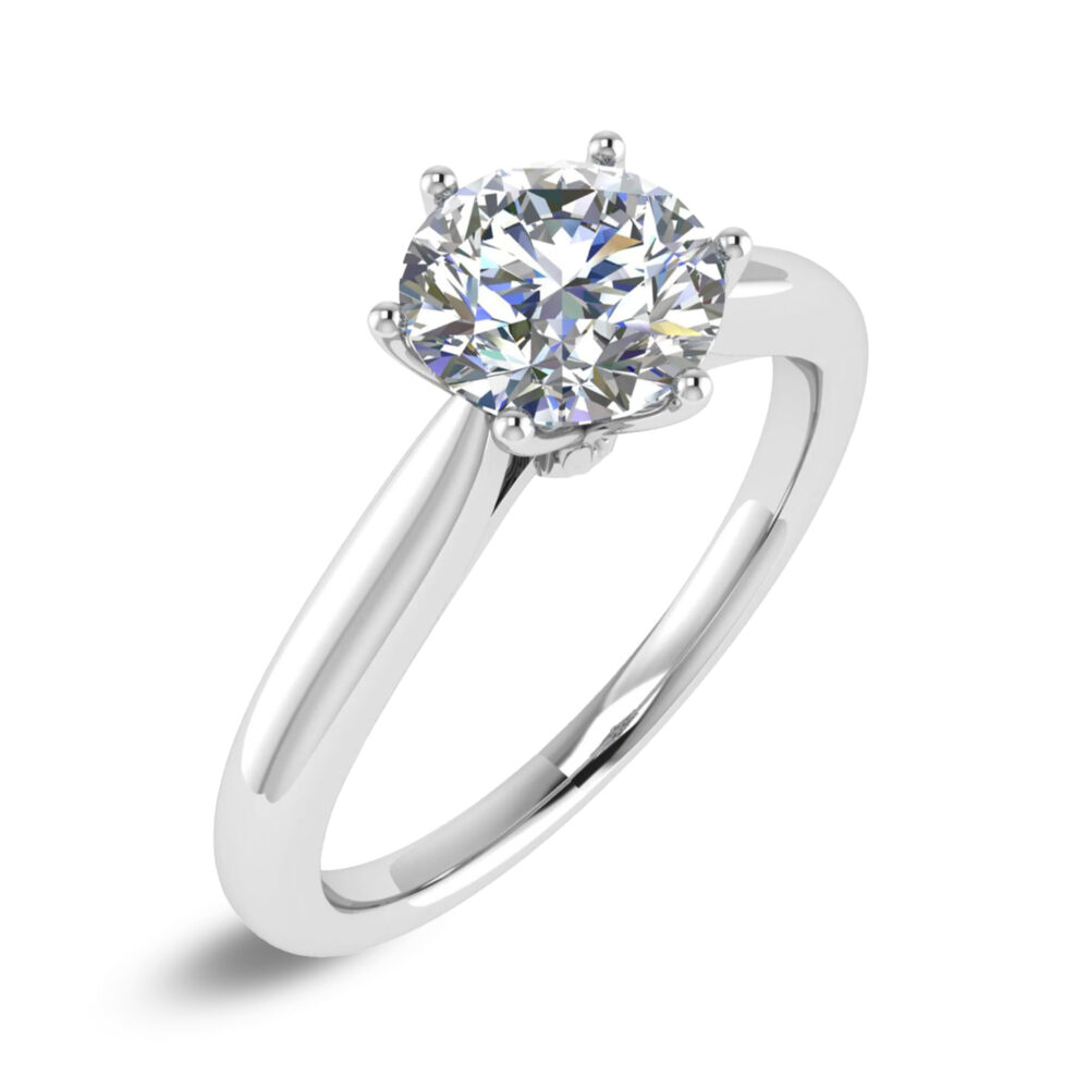 Foto anello di fidanzamento 1 carato con diamante taglio brillante e oro bianco 18 carati