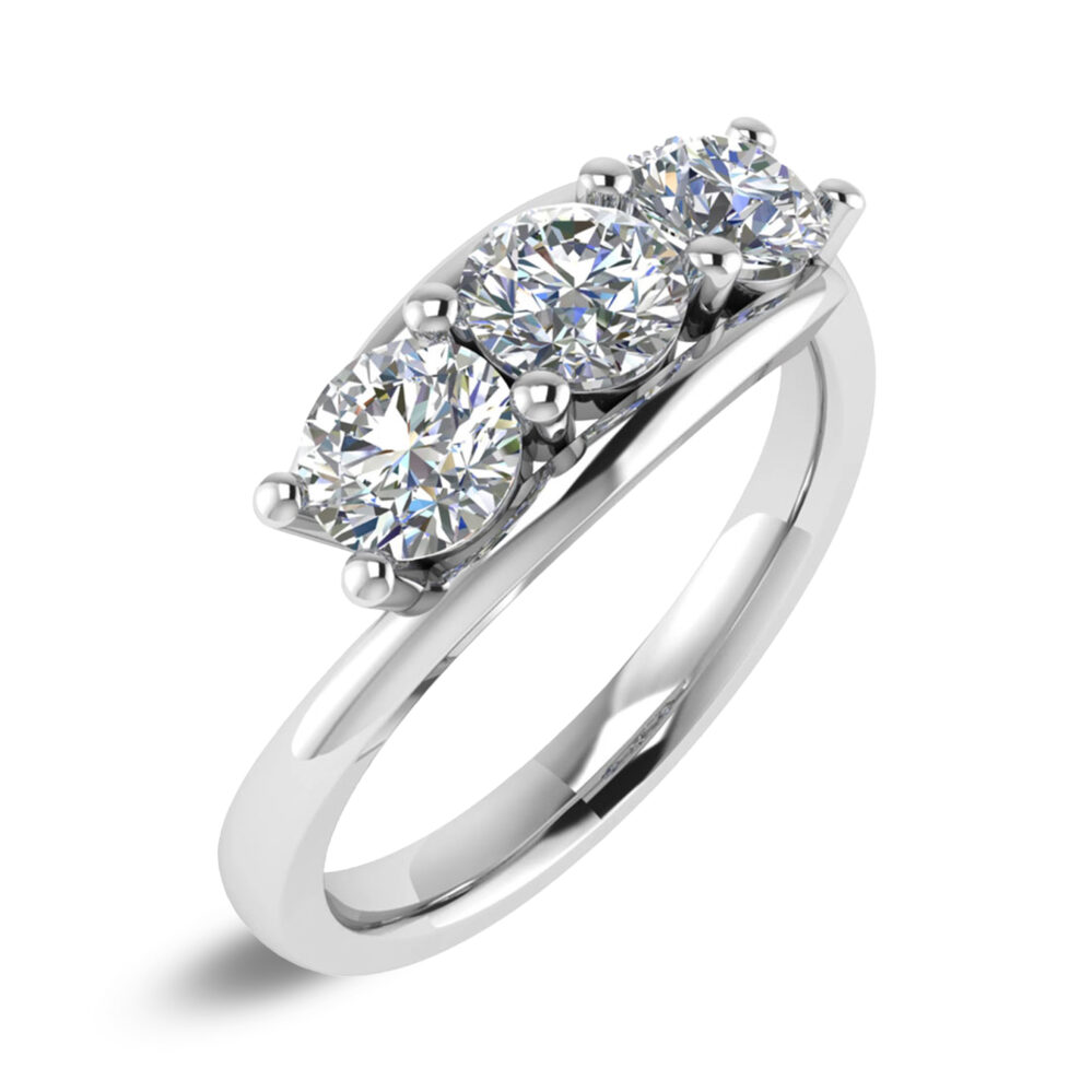 Foto anello trilogy in oro bianco 18 carati e diamanti 0.70 carati
