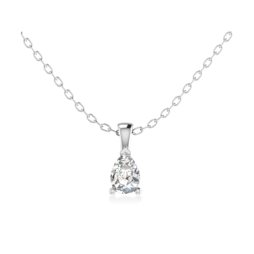 Foto collana punto luce con diamante a goccia in oro bianco