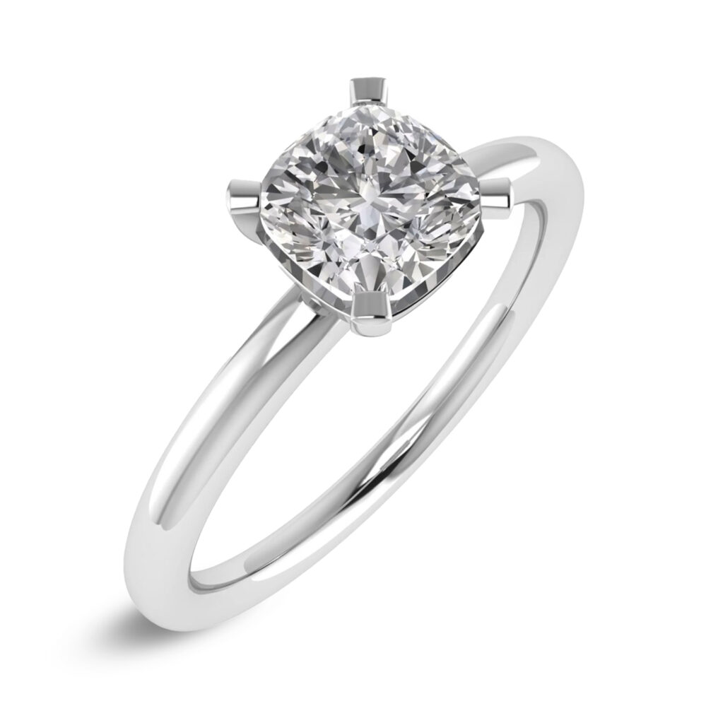 Foto anello di fidanzamento con diamante taglio cuscino da 0.50 carati in oro bianco
