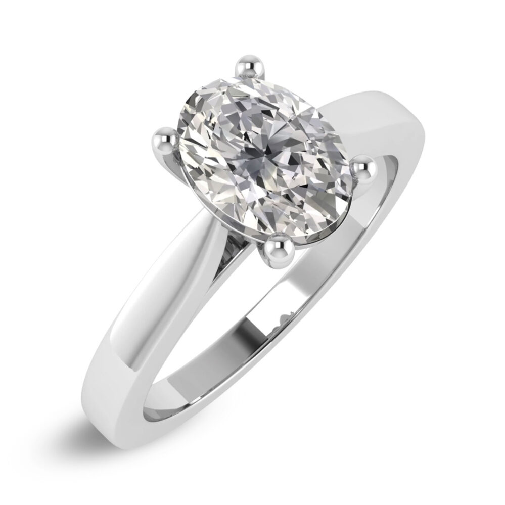 Anello di fidanzamento solitario con diamante ovale in oro bianco