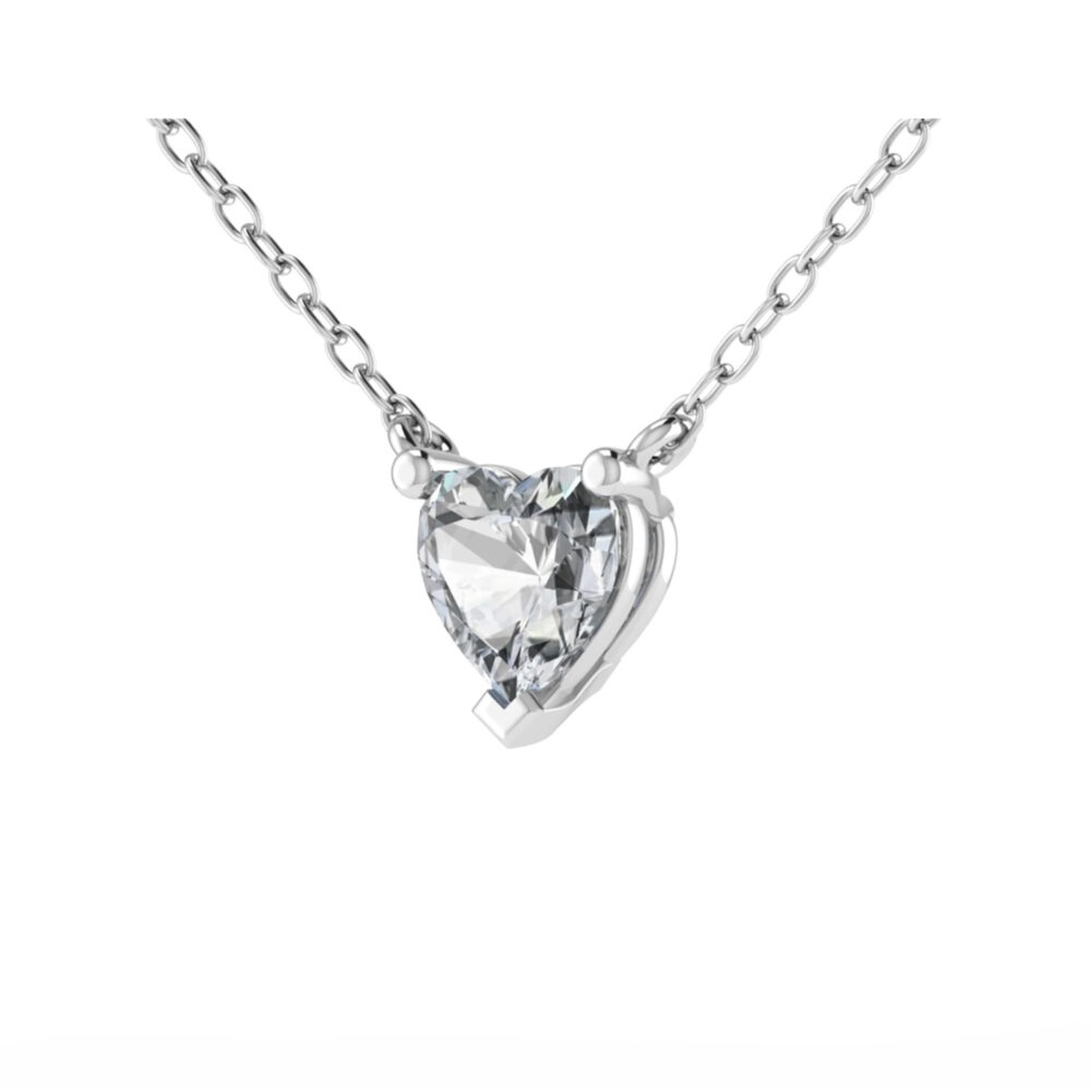 Foto collana punto luce con diamante taglio a cuore e oro bianco