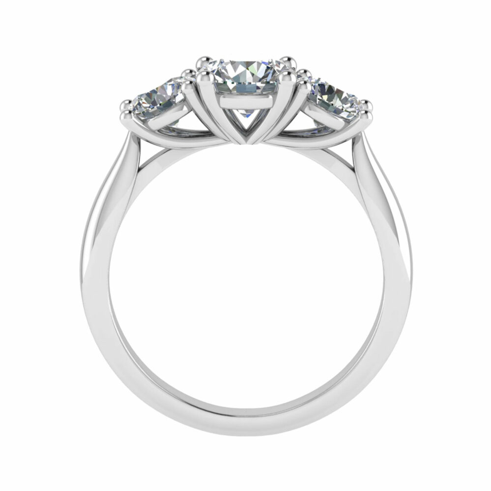 Foto anello trilogy con diamanti naturali taglio brillante 0.90 carati totali e oro bianco